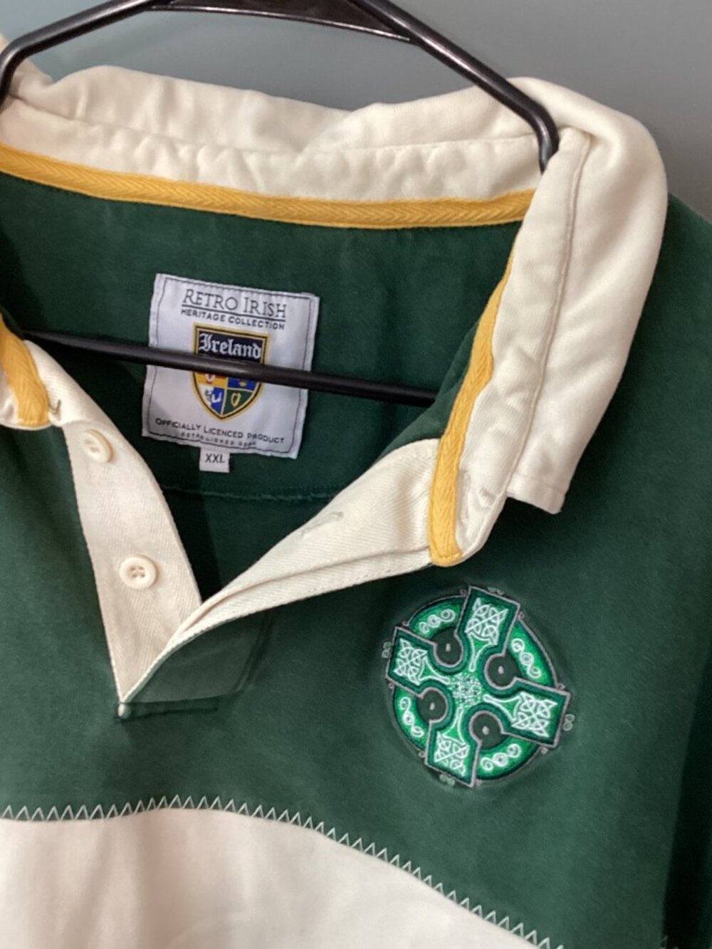 Retro Irish Heritage Collection Ireland Rugby Shirt Green Mens Long Sleeve -XXL - Picture 2 of 13